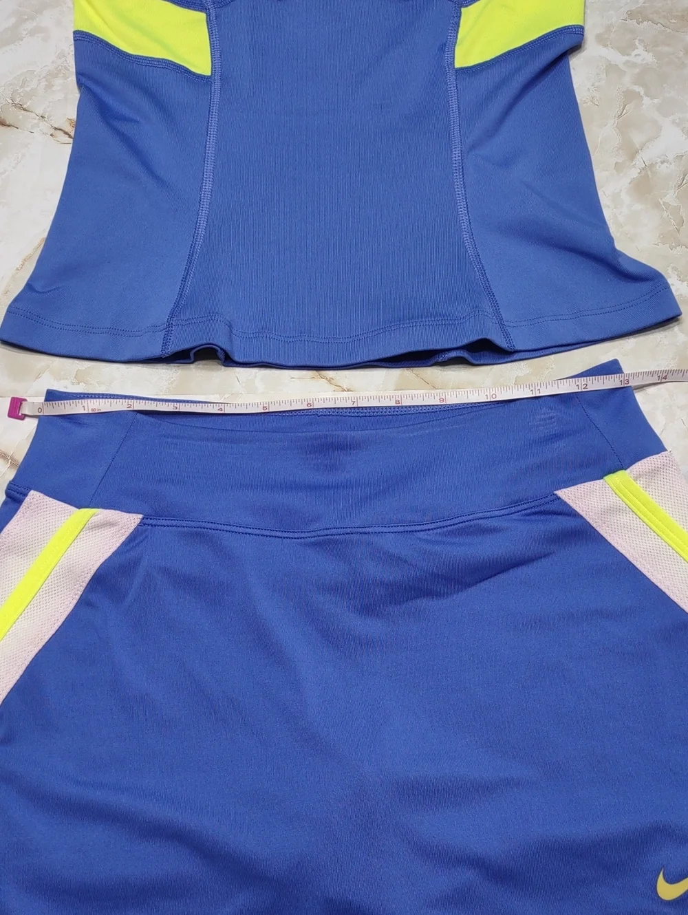 Nike Dri-Fit Blue & Neon Yellow Tennis Tank and Skort Set